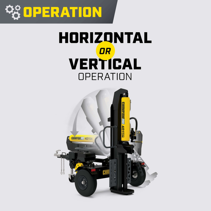 Champion 201091 Pro 40-Ton Log Splitter Horizontal/Vertical Full Beam Gas With Auto Return New - View 9