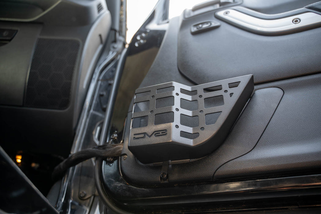 DV8 Offroad 2011-2018 Jeep Wrangler JK Front Door Pocket Molle Panels – installed on vehicle, image 9 of 15