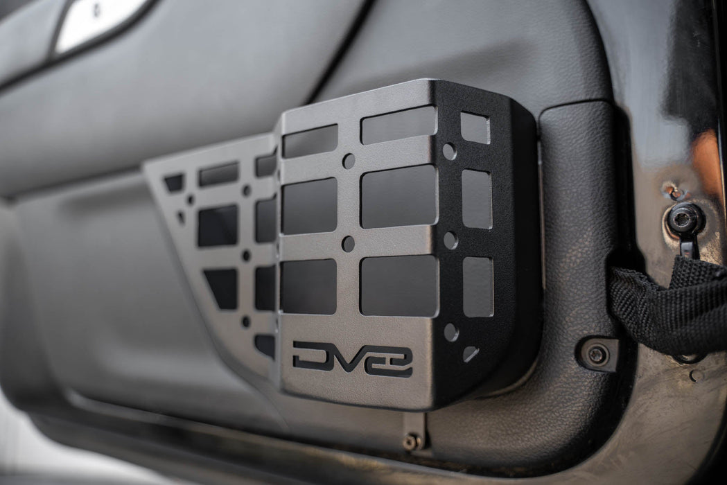 DV8 Offroad 2011-2018 Jeep Wrangler JK Front Door Pocket Molle Panels – installed on vehicle, image 10 of 15