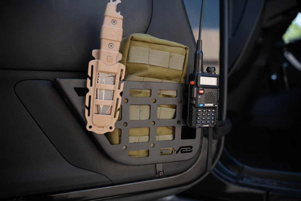 DV8 Offroad 2011-2018 Jeep Wrangler JK Slim Front Door Molle Pockets – installed on vehicle, image 2 of 15