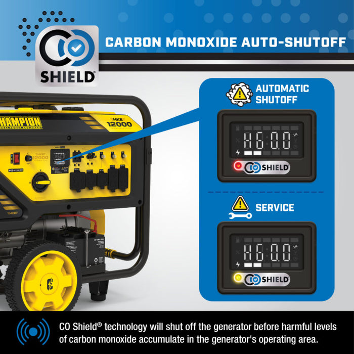Champion 201160 12000W/15000W Generator Gas 50A Electric Start with CO Shield New - Close-Up