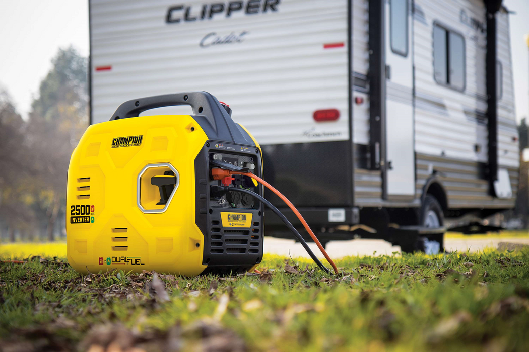 Champion 201183 1850W/2500W Generator Dual Fuel Gas Propane Inverter Low THD CO Shield New - Side View