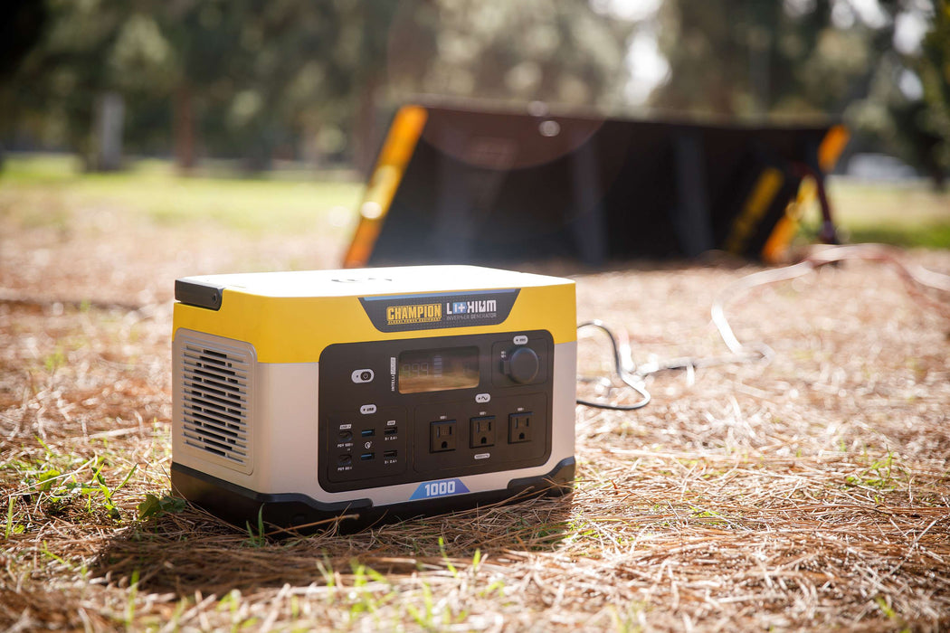 Champion 201260 1000W/2000W Solar Generator 998Wh Lithium-Ion Power Station New - Side View