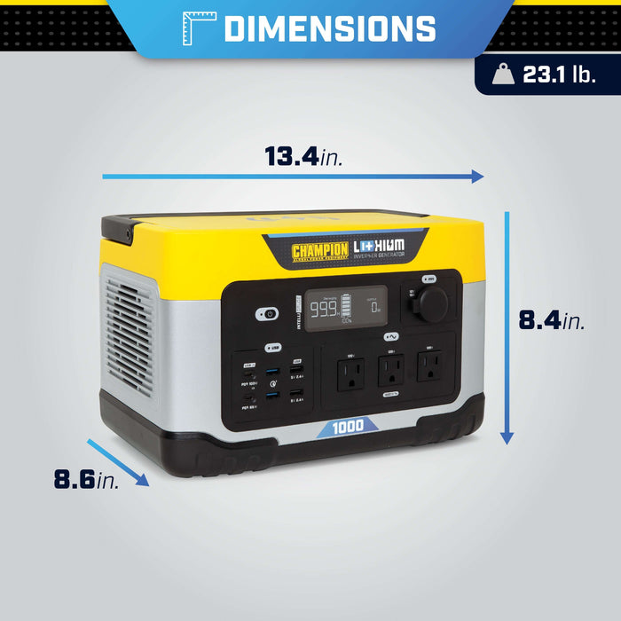 Champion 201260 1000W/2000W Solar Generator 998Wh Lithium-Ion Power Station New - Installation View