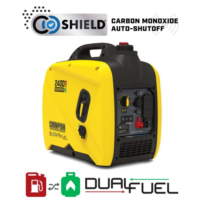 Champion 2400W Dual Fuel Inverter Generator with CO Shield® - 1800 Running Watts - 201271