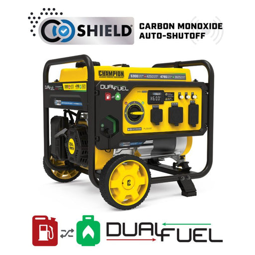 Champion 4250W Dual Fuel Portable Generator with CO Shield® - 5300 Starting Watts - 201279