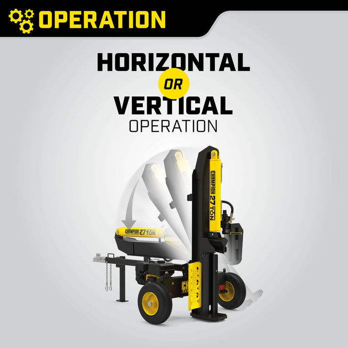 Champion 201312 27-Ton Log Splitter Horizontal/Vertical Full Beam Gas with Auto Return New - Dimensions