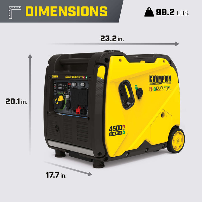 Champion 2001319 3500W/4500W Generator Dual Fuel Inverter Electric Start with CO Shield New - View 9