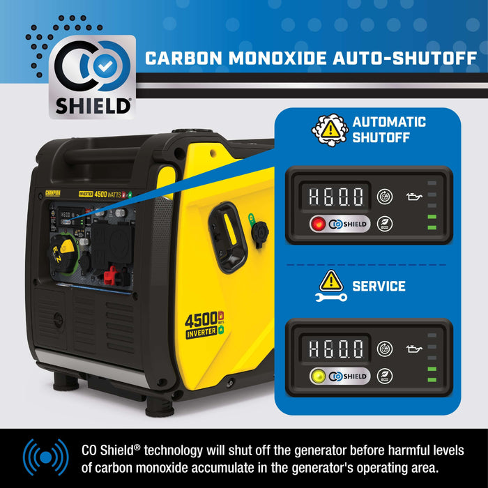 Champion 2001319 3500W/4500W Generator Dual Fuel Inverter Electric Start with CO Shield New - Lifestyle View