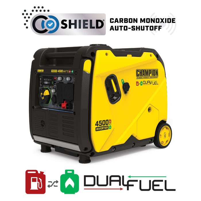 Champion 2001319 3500W/4500W Generator Dual Fuel Inverter Electric Start with CO Shield New - Detail View