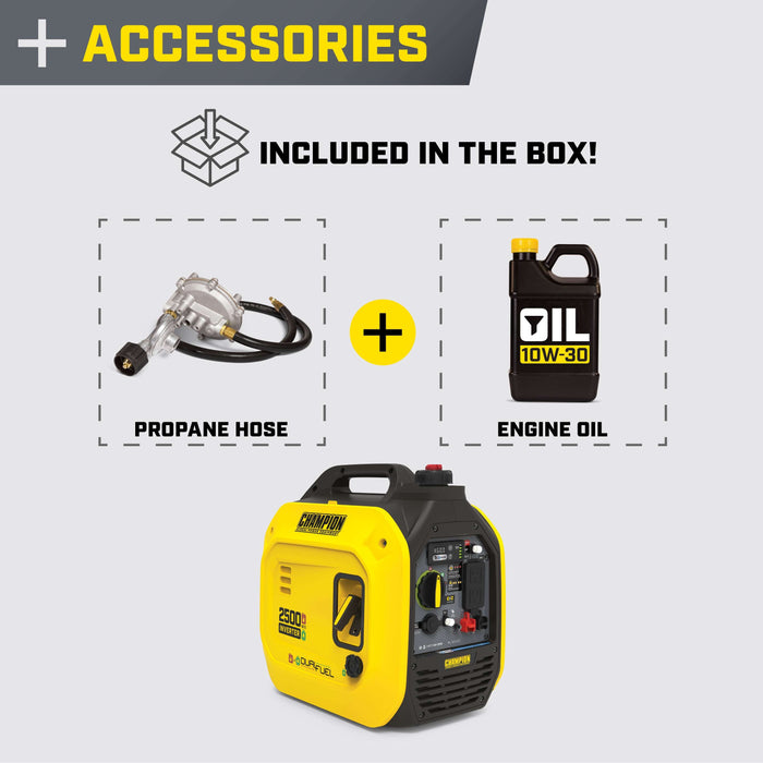 Champion 201323 1850W/2500W Generator Inverter Dual Fuel Gas Propane with CO Shield New - View 9