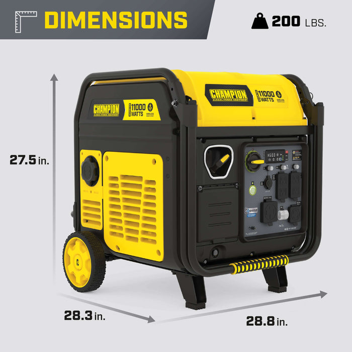 Champion 201407 9000W/11000W Generator Gas Inverter 50 Amp Low THD CO Shield Remote Start New - Features