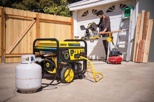 Champion 201438 10000W/12500W Generator Tri-Fuel Gas Propane Natural Gas CO Shield 50 Amp Electric Start New - Side View
