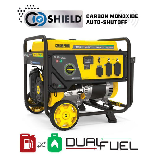 Champion 6250W Dual Fuel Portable Generator with CO Shield® - 7850 Starting Watts - 201463