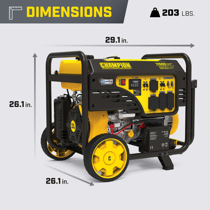 Champion 201494 9200W/11500W Generator 50 Amp Gas Electric Start CO Shield New - Installation View