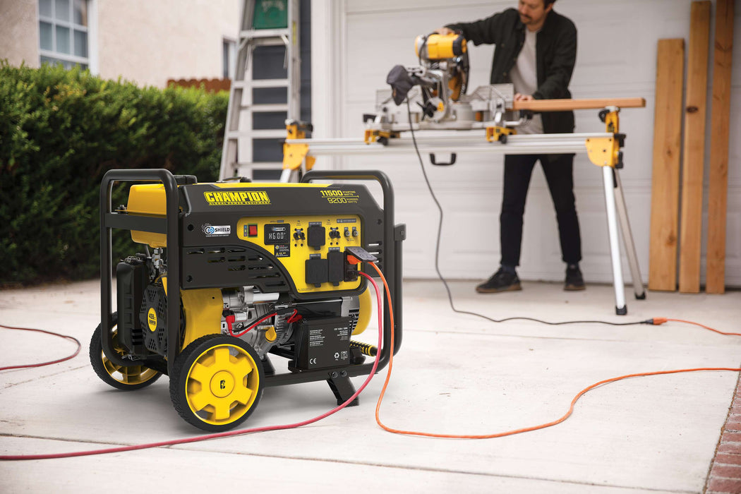 Champion 201494 9200W/11500W Generator 50 Amp Gas Electric Start CO Shield New - Side View
