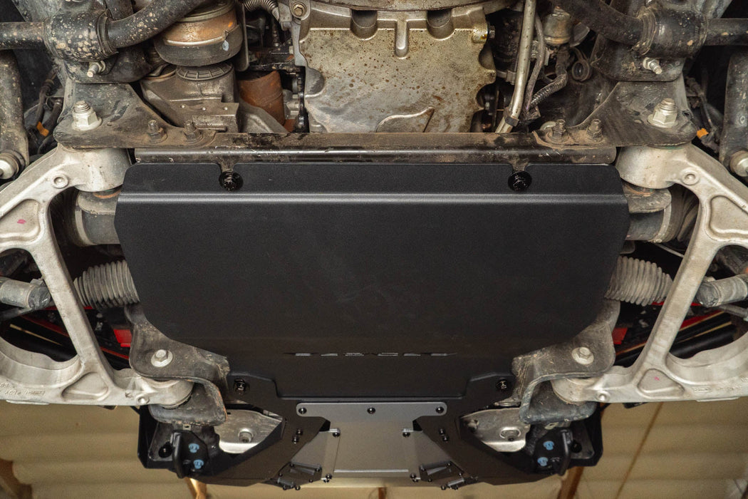DV8 Offroad 2015-2020 Ford F-150 & Raptor Front Differential Skid Plate – installed on vehicle, image 7 of 13