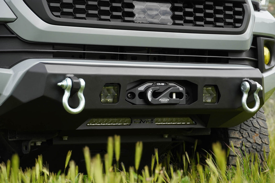 DV8 Offroad 2016-2023 Toyota Tacoma Centric Winch Front Bumper – installed on vehicle, image 7 of 12