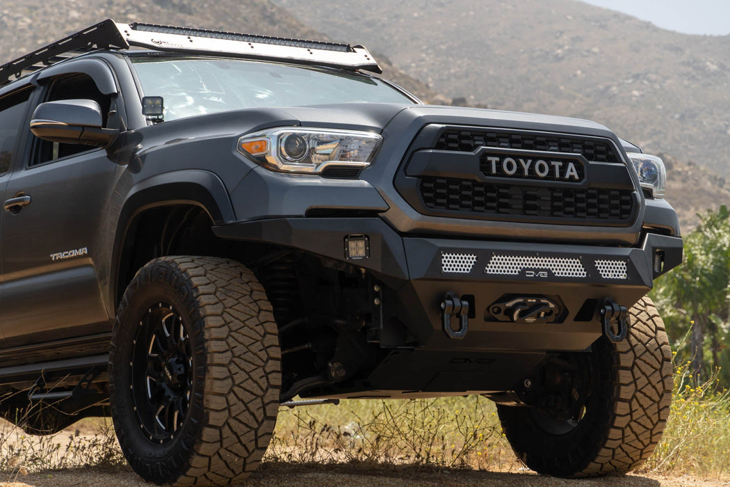 DV8 Offroad 2016-2023 Toyota Tacoma MTO Series Winch Front Bumper – installed on vehicle, image 2 of 19