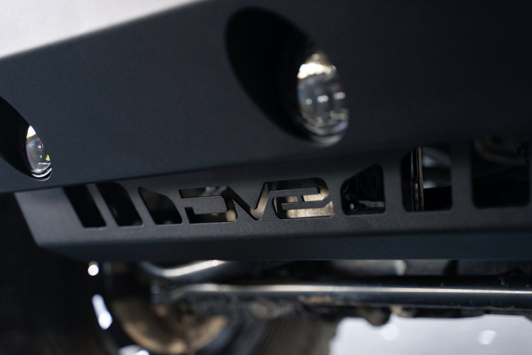DV8 Offroad 2018-2026 Jeep JL & JT Sway Bar Disconnect Skid Plate – installed on vehicle, image 10 of 20
