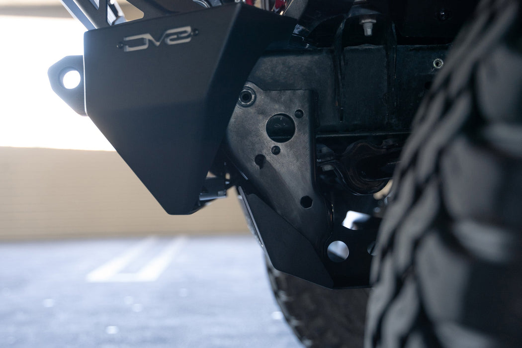 DV8 Offroad 2018-2026 Jeep JL & JT Sway Bar Disconnect Skid Plate – installed on vehicle, image 11 of 20