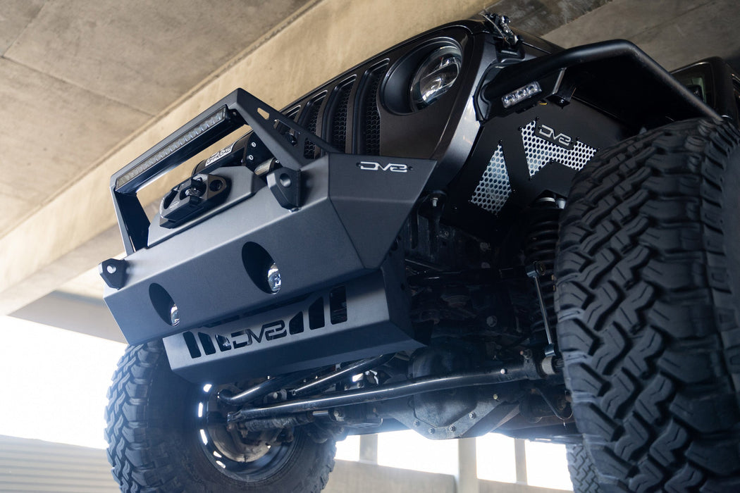 DV8 Offroad 2018-2026 Jeep JL & JT Sway Bar Disconnect Skid Plate – installed on vehicle, image 13 of 20