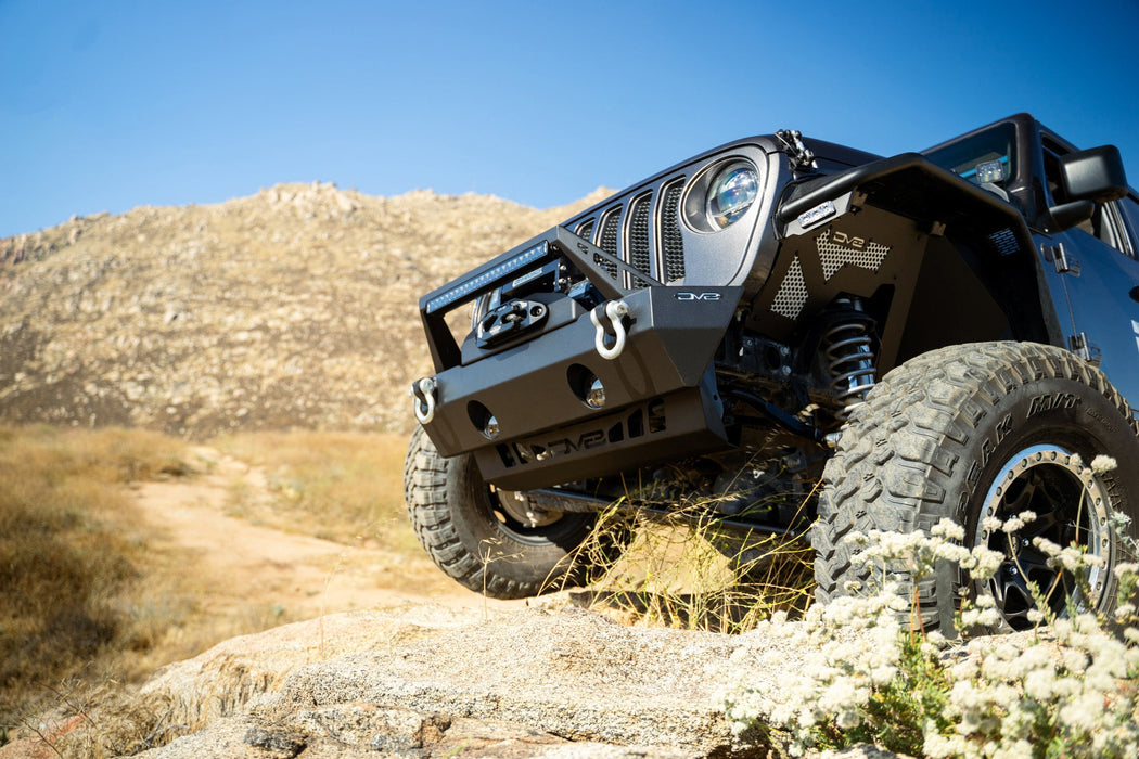 DV8 Offroad 2018-2026 Jeep JL & JT Sway Bar Disconnect Skid Plate – installed on vehicle, image 15 of 20