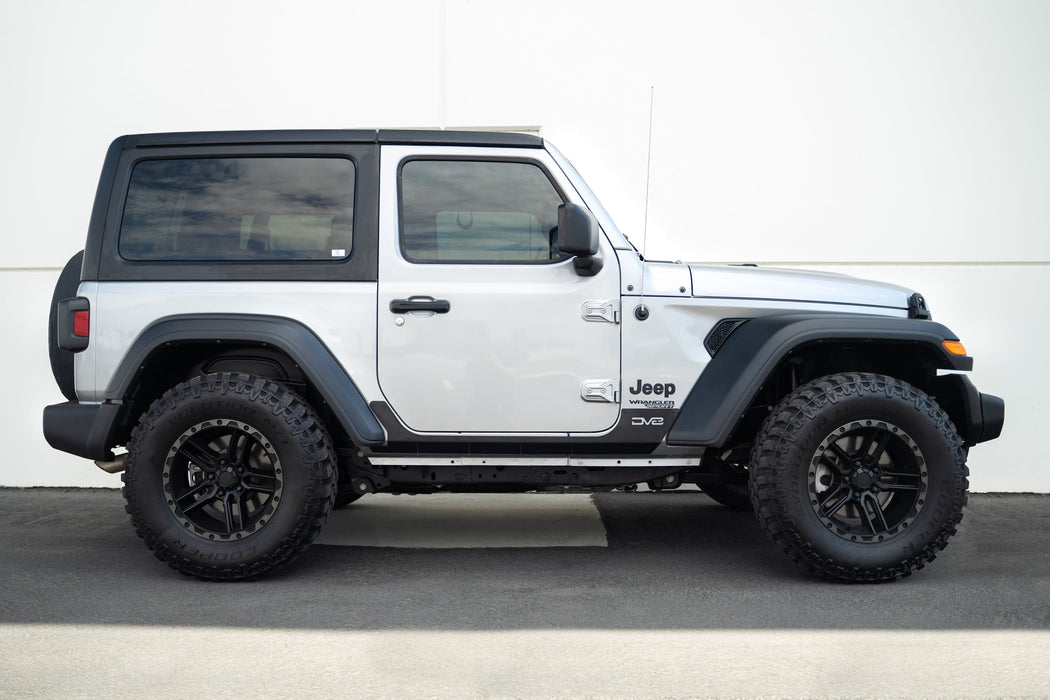 DV8 Offroad 2018-2026 Jeep Wrangler JL 2-Door Rock Skins – installed on vehicle, image 7 of 15