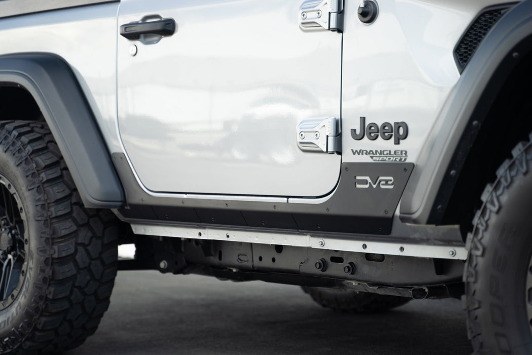 DV8 Offroad 2018-2026 Jeep Wrangler JL 2-Door Rock Skins – installed on vehicle, image 6 of 15
