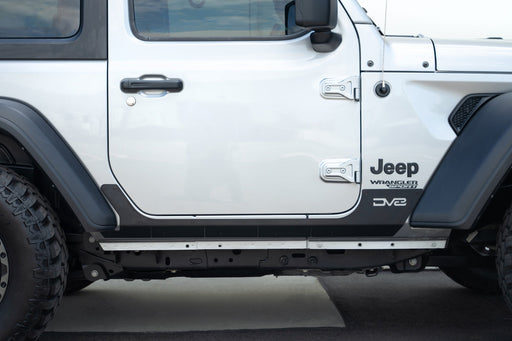 DV8 Offroad 2018-2026 Jeep Wrangler JL 2-Door Rock Skins – installed on vehicle, image 2 of 15
