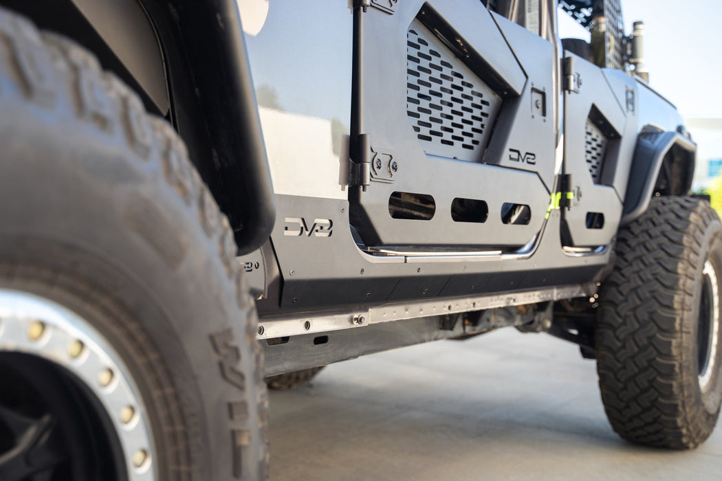 DV8 Offroad 2018-2026 Jeep Wrangler JL 4-Door Rock Skins – installed on vehicle, image 3 of 16