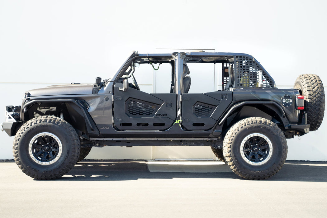 DV8 Offroad 2018-2026 Jeep Wrangler JL 4-Door Rock Skins – installed on vehicle, image 4 of 16