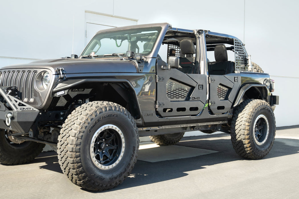 DV8 Offroad 2018-2026 Jeep Wrangler JL 4-Door Rock Skins – installed on vehicle, image 7 of 16