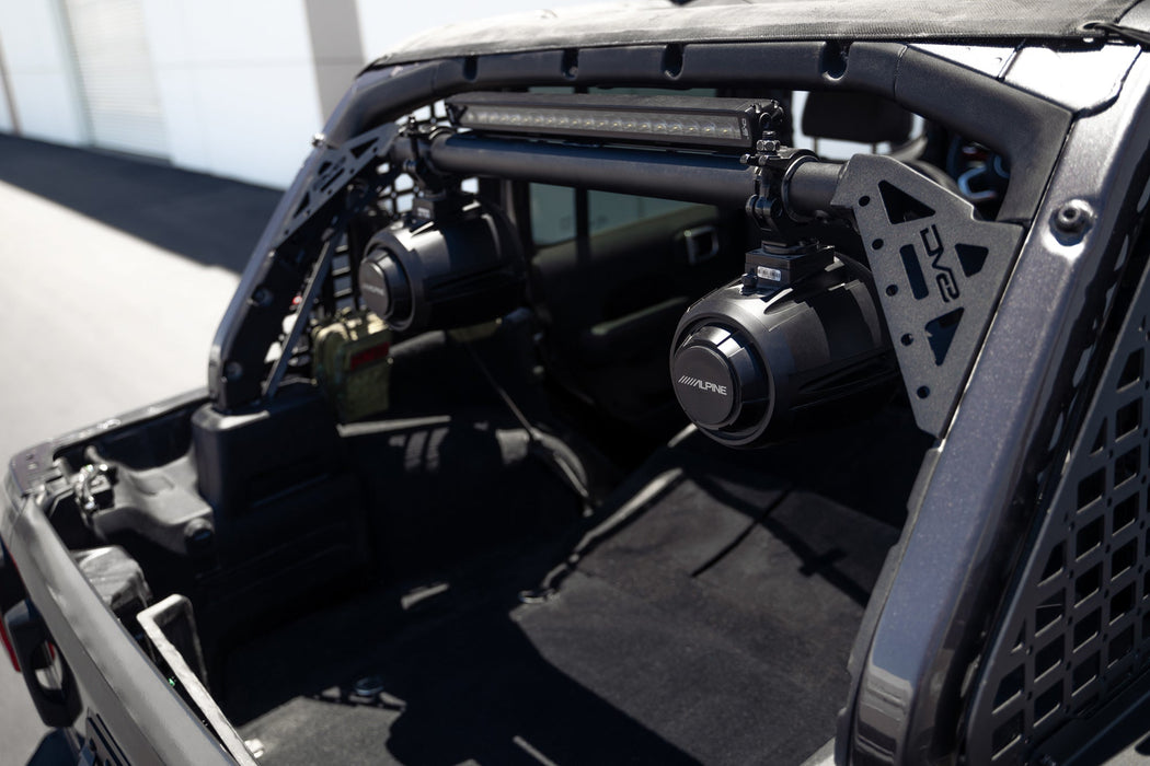 DV8 Offroad 2018-2026 Jeep Wrangler JL Rear Speaker & Light Bar Mount – installed on vehicle, image 8 of 15