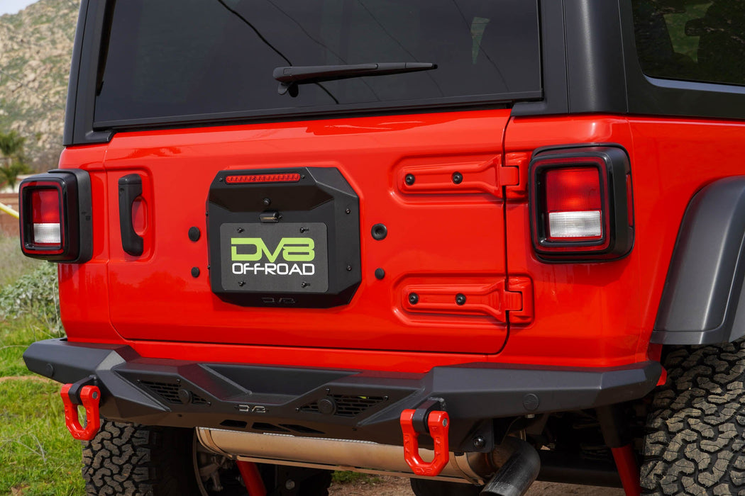 DV8 Offroad 2018-2026 Jeep Wrangler JL Spare Tire Delete – installed on vehicle, image 4 of 12