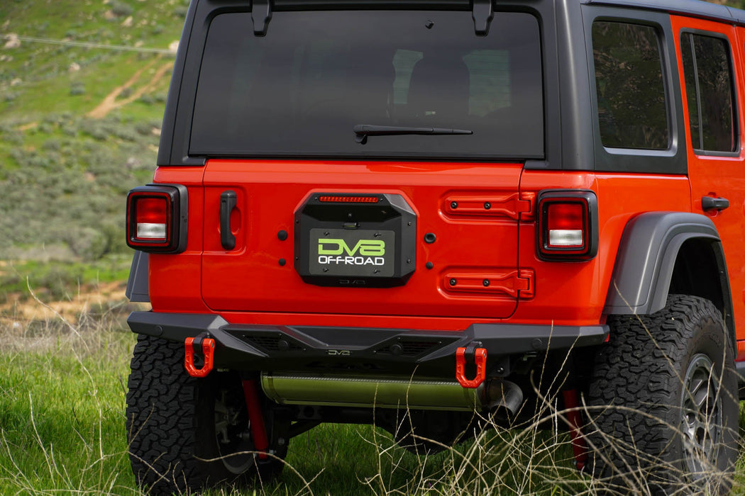 DV8 Offroad 2018-2026 Jeep Wrangler JL Spare Tire Delete – installed on vehicle, image 2 of 12