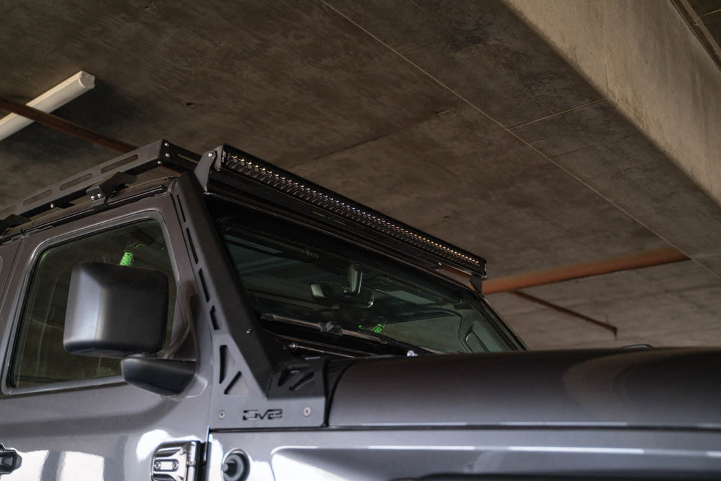 DV8 Offroad 2018-2026 Jeep Wrangler JL & Gladiator JT 50-Inch Light Bar Mount – installed on vehicle, image 10 of 15