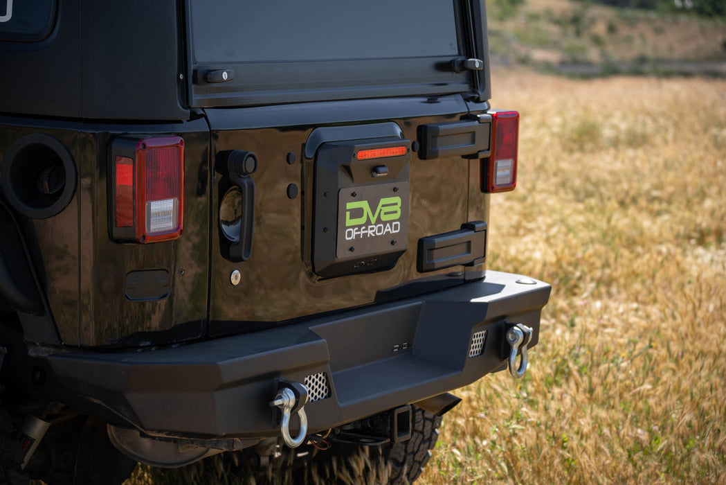 DV8 Offroad 2007-2018 Jeep Wrangler JK Spare Tire Delete – installed on vehicle, image 2 of 12