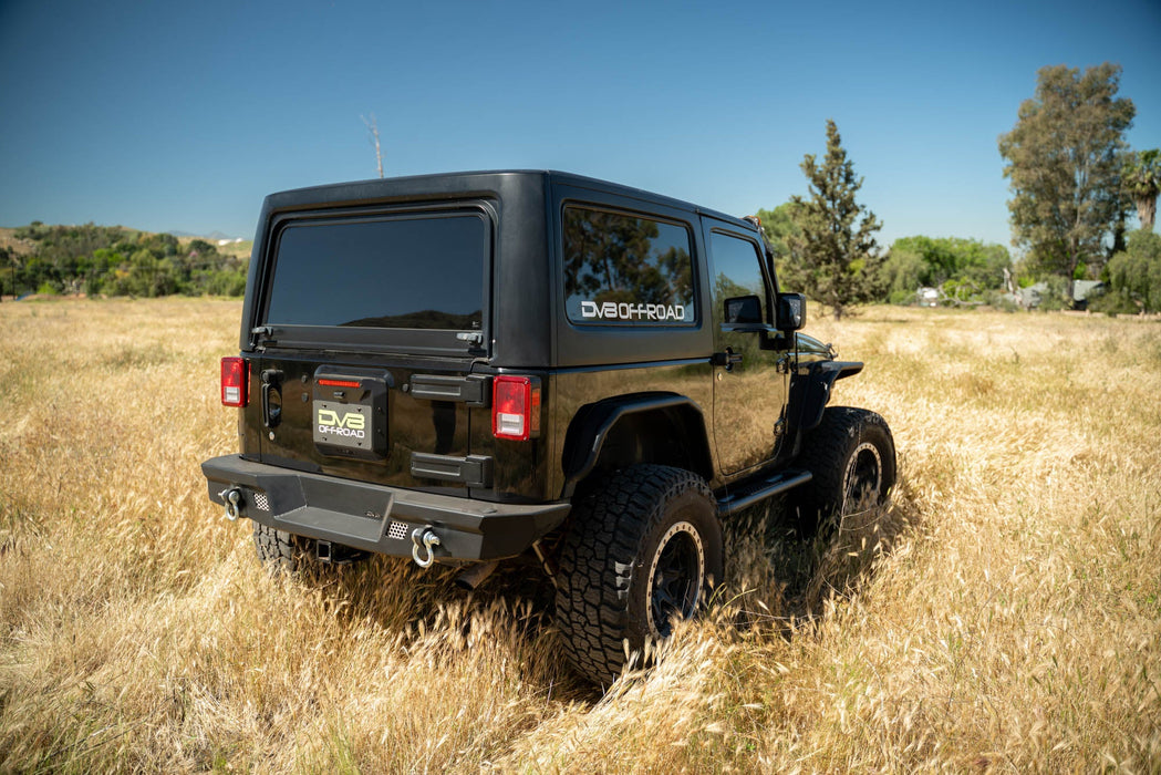DV8 Offroad 2007-2018 Jeep Wrangler JK Spare Tire Delete – installed on vehicle, image 8 of 12