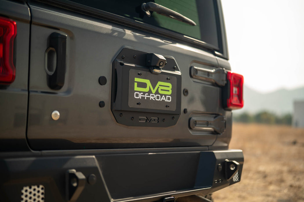 DV8 Offroad 2018-2026 Jeep Wrangler JL Spare Tire Delete w/ Camera Holder – on the trail, image 8 of 10