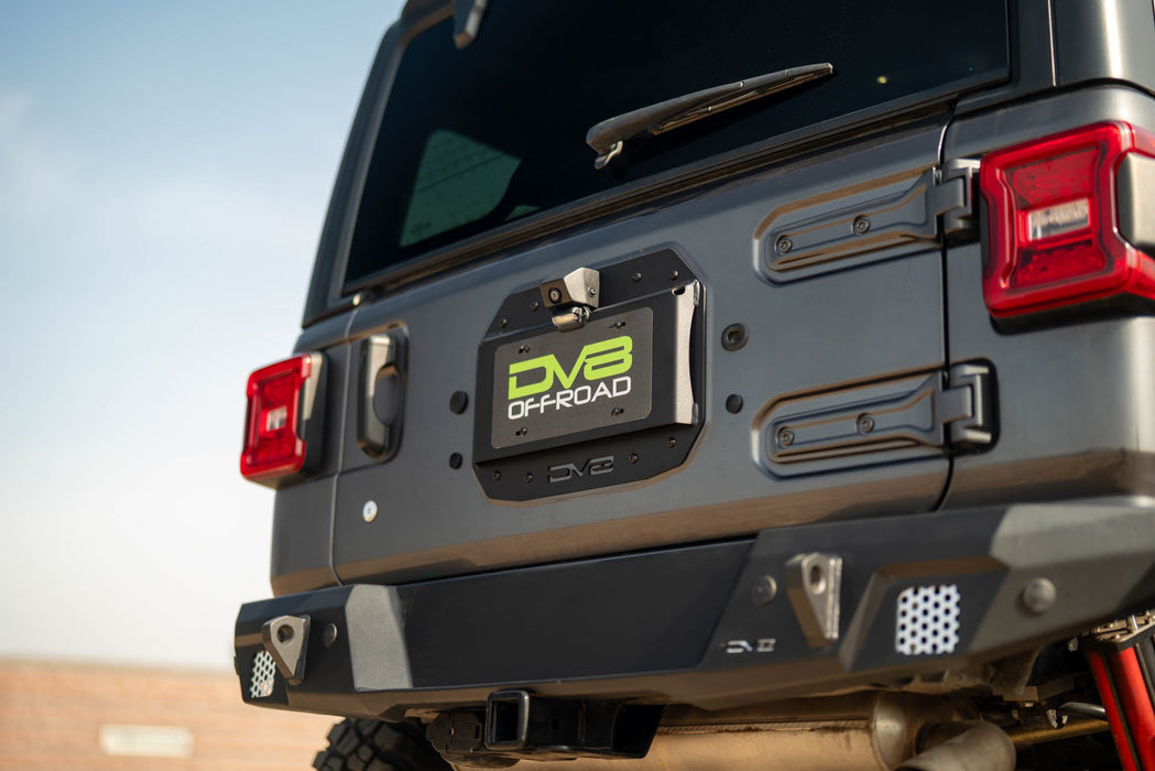 DV8 Offroad 2018-2026 Jeep Wrangler JL Spare Tire Delete w/ Camera Holder – on the trail, image 2 of 10
