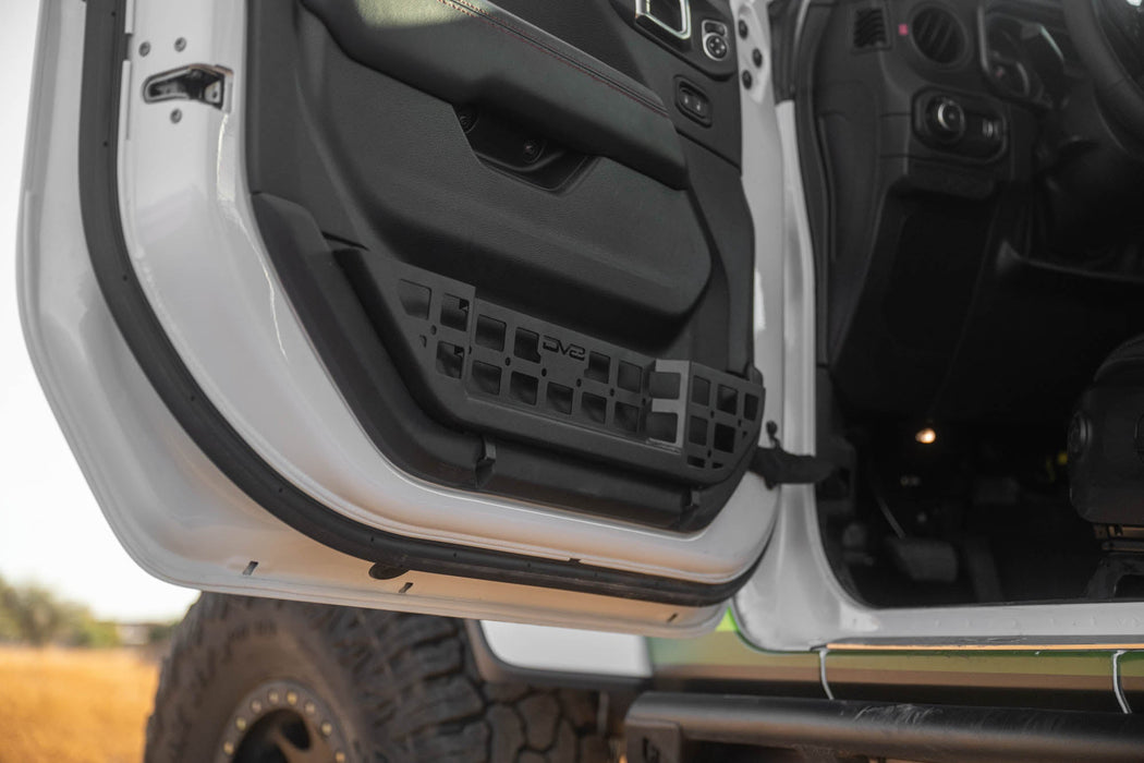 DV8 2018-2026 Jeep Wrangler JL & Gladiator JT Electric Seat Front Door Molle Pockets – installed on vehicle, image 12 of 18
