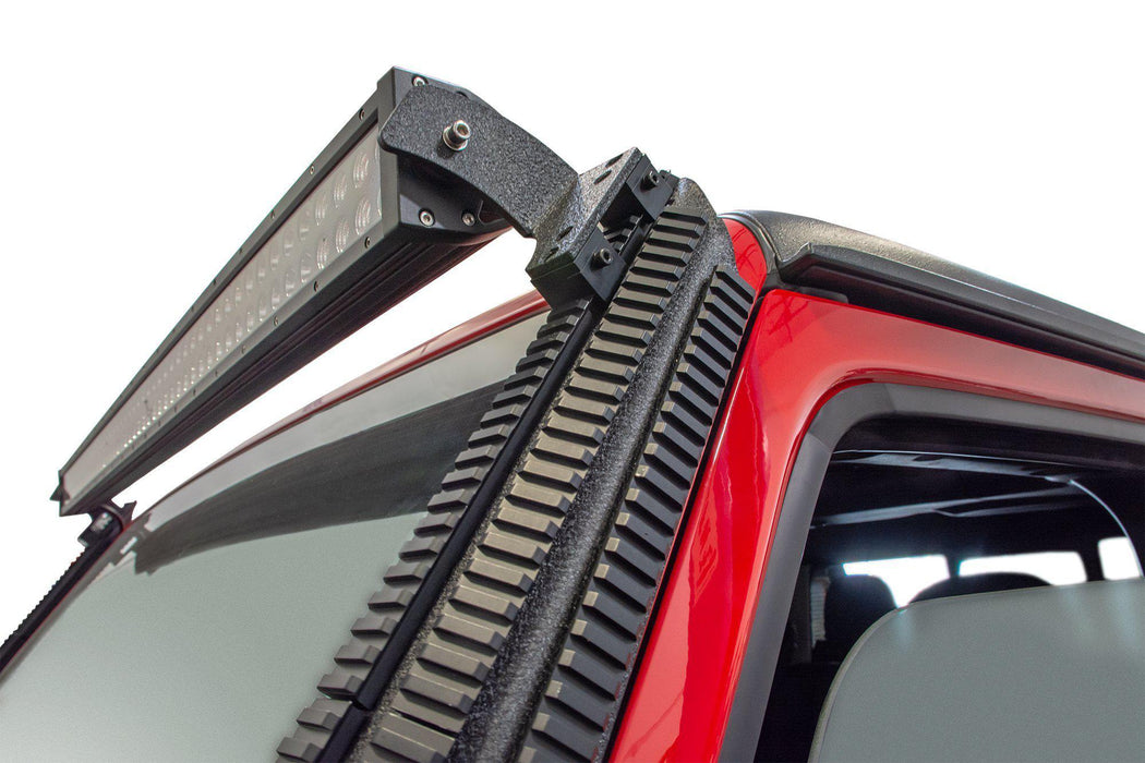 DV8 Offroad 2018-2026 Jeep Wrangler JL & Gladiator JT A-Pillar Mounted Rail System – on the trail, image 2 of 5