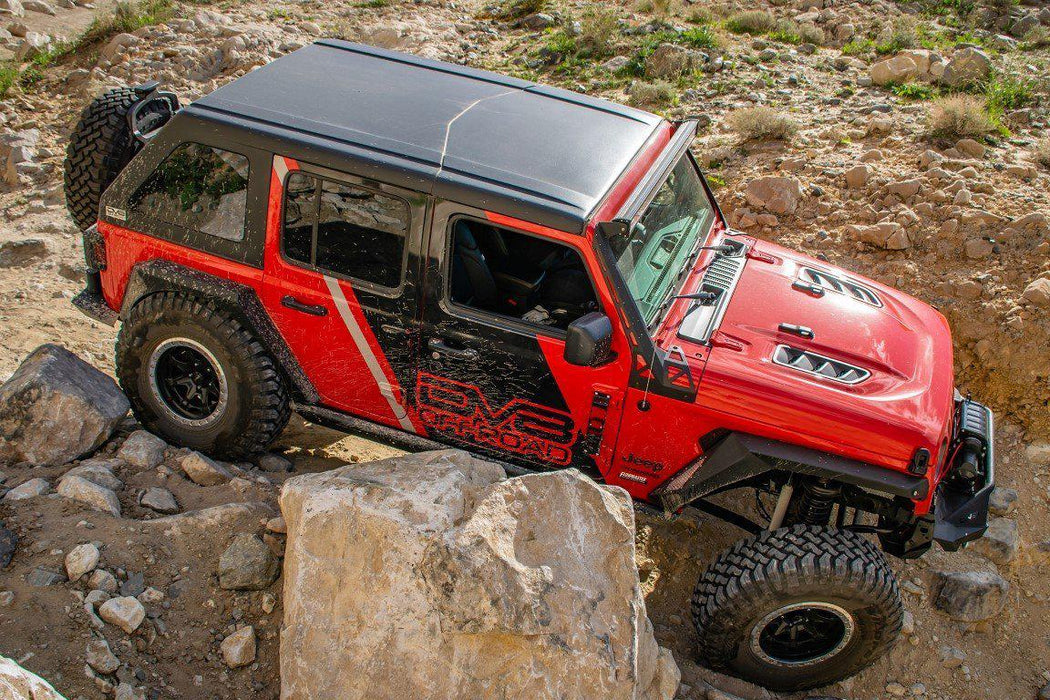 DV8 Offroad 2018-2026 Jeep Wrangler JL & Gladiator JT Rubicon Replica Hood – on the trail, image 2 of 3