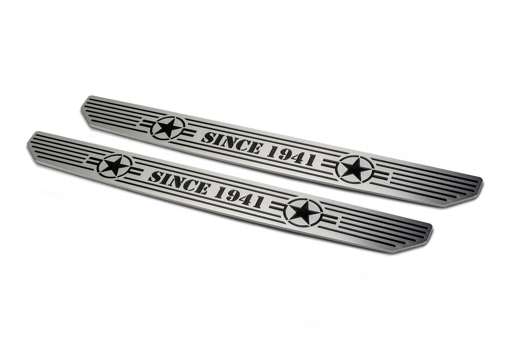DV8 Offroad 2018-2026 Jeep Wrangler JL & Gladiator JT Sill Plates "Star Logo" Front – on the trail, image 1 of 2
