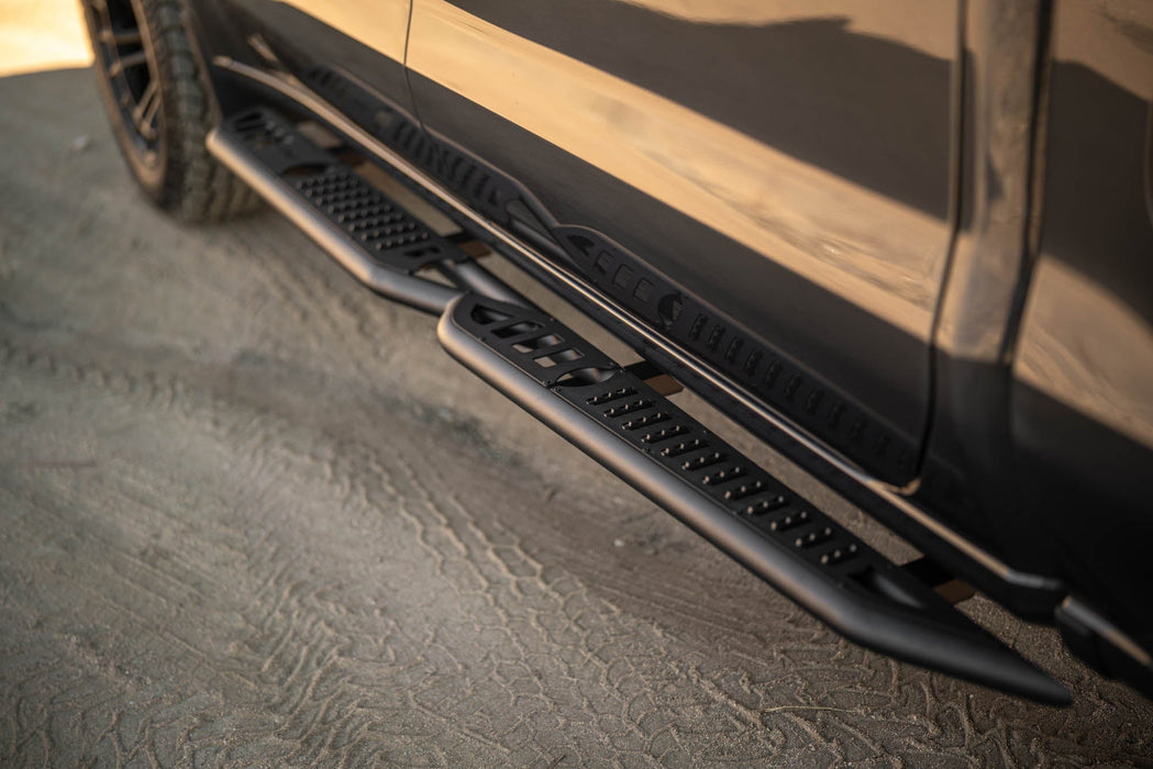 DV8 2019-2026 GMC Sierra 1500 & Chevrolet Silverado 1500 Crew Cab OE Plus Side Steps – installed on vehicle, image 4 of 19