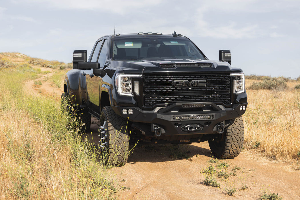 DV8 Offroad 2020-2023 GMC Sierra 2500/3500 Spec Series Front Bumper – on the trail, image 7 of 15