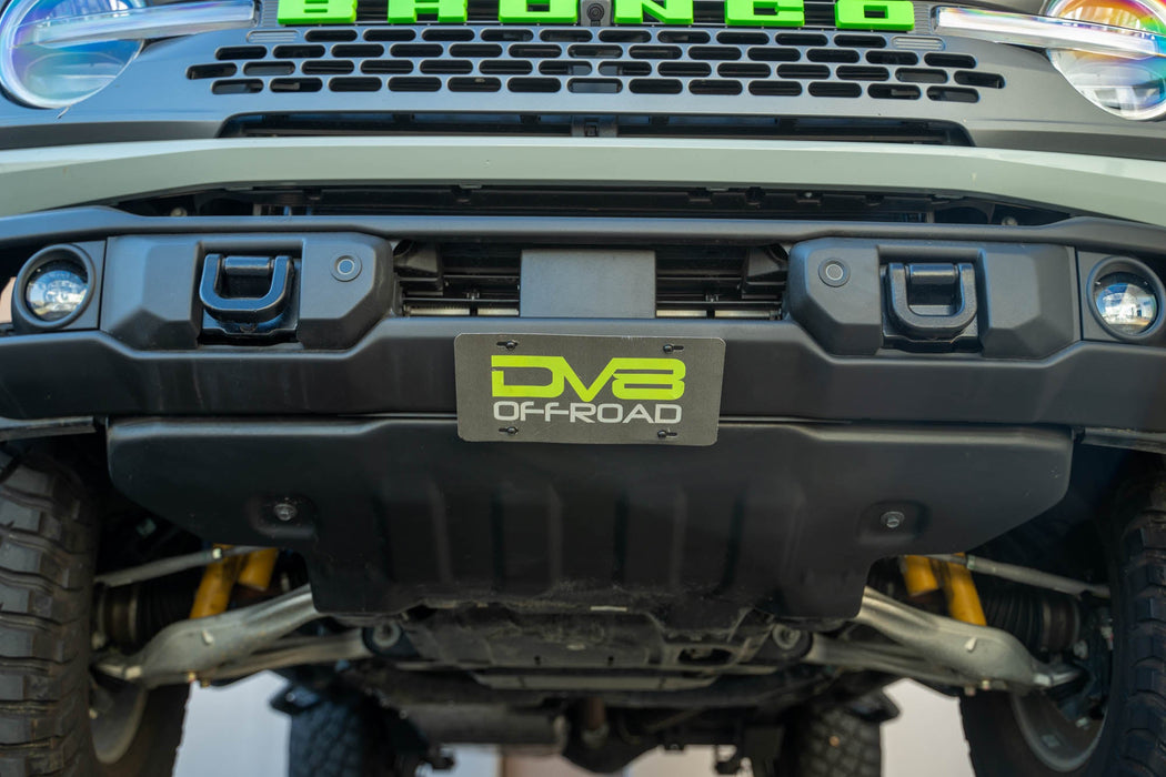 DV8 Offroad 2021-2026 Ford Bronco Capable Bumper Slanted Front License Plate Mount – installed on vehicle, image 12 of 20