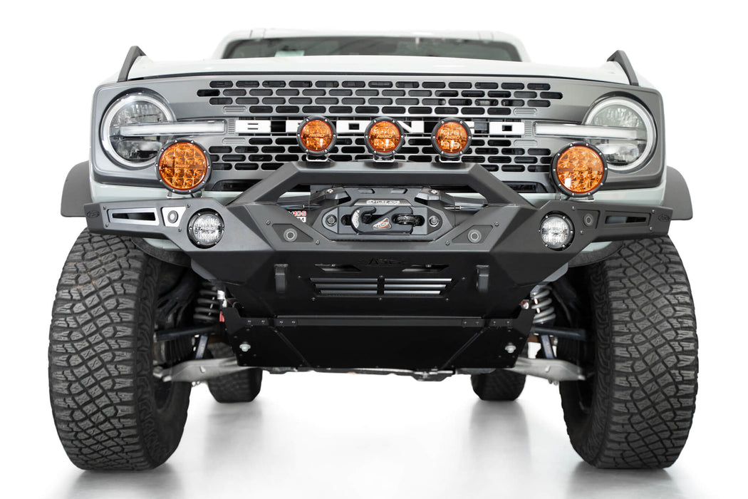 Addictive Desert Designs 2021-2026 Ford Bronco Krawler Front Bumper – installed on vehicle, image 3 of 18
