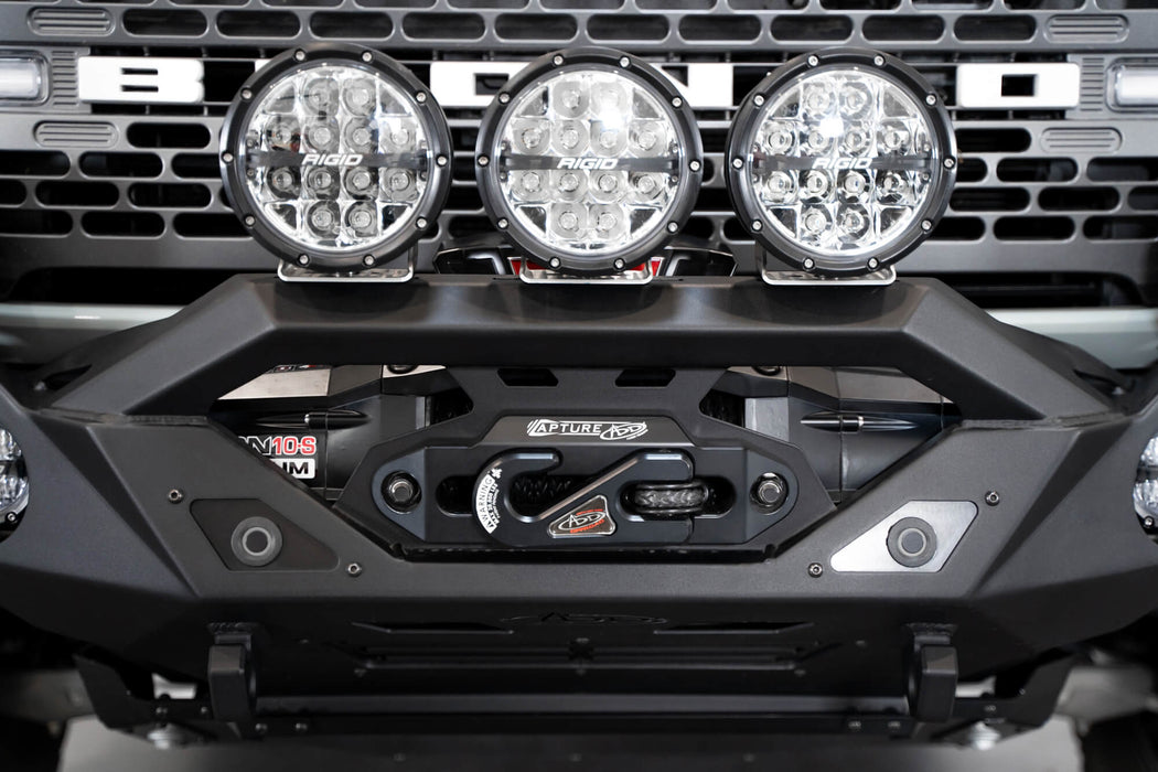 Addictive Desert Designs 2021-2026 Ford Bronco Krawler Front Bumper – installed on vehicle, image 9 of 18